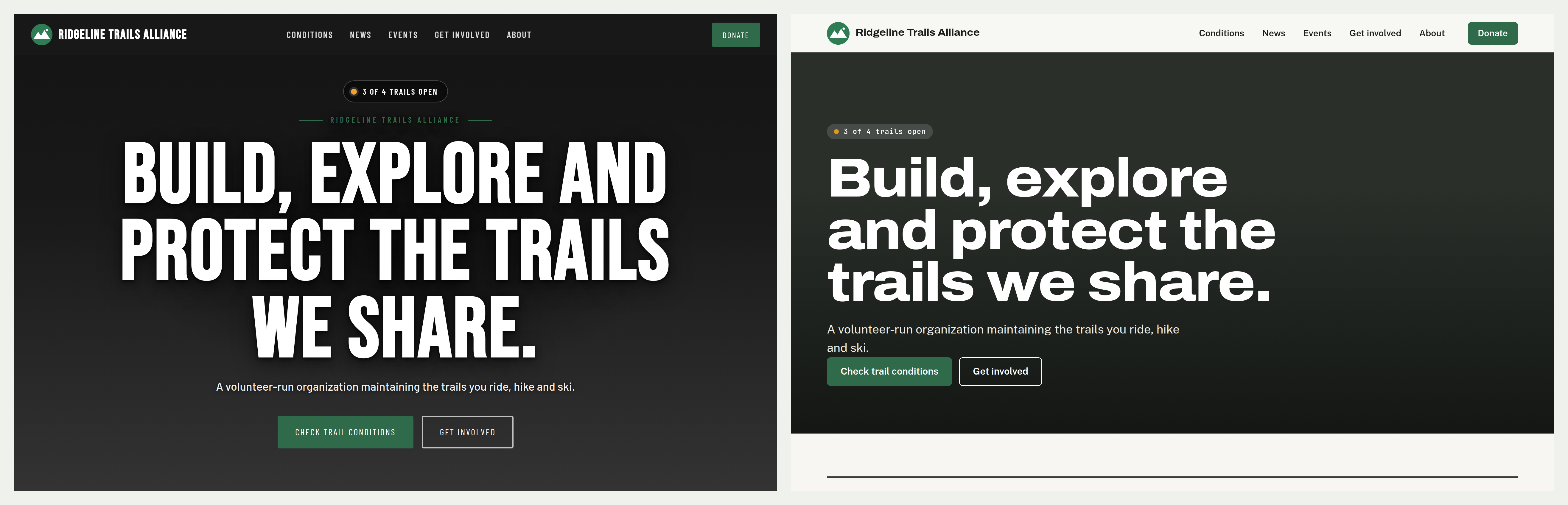 The same home page drawn in Classic and in Trailhead